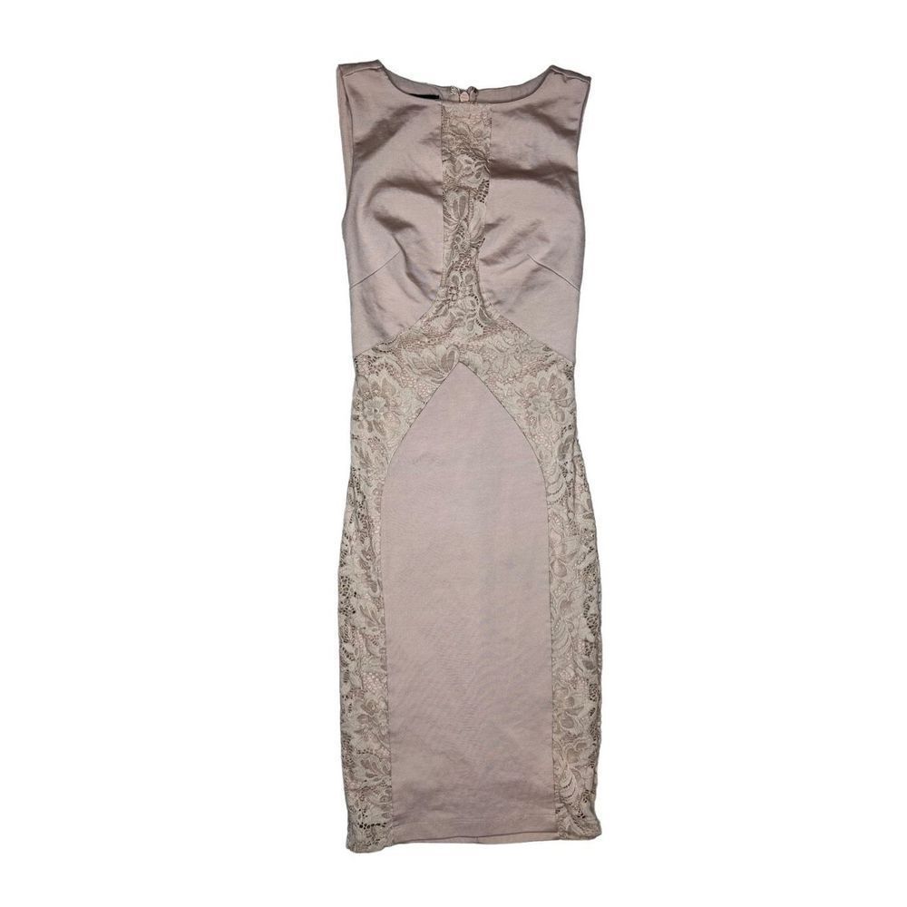 Bebe pink stretch lace bodycon sleeveless mini dress zip up back size xxs